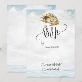 Schelpen, Zee, Lichtslingers Script RSVP Kaart