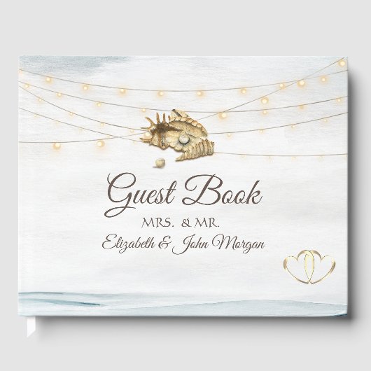 Schelpen,Zee,Lichtsnoer Script Gastenboek (Voorkant)