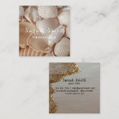 Schelpen Zee Strand Beige Natuur Vierkante Visitekaartje (Voorkant / Achterkant)