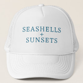 Schelpen & Zonsondergang Hoed Trucker Pet