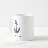 Schelpenblauw Aangepaste Bootnaam Koffiemok (Voorkant links)