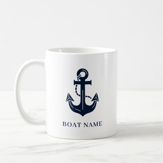 Schelpenblauw Aangepaste Bootnaam Koffiemok (Links)