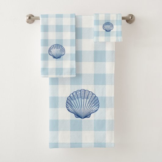 Schelpenblauw geruit badhanddoekenset bad handdoek (Insitu)