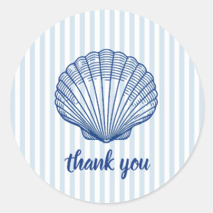 Schelpenblauw Streep Blauw Marine Ronde Sticker