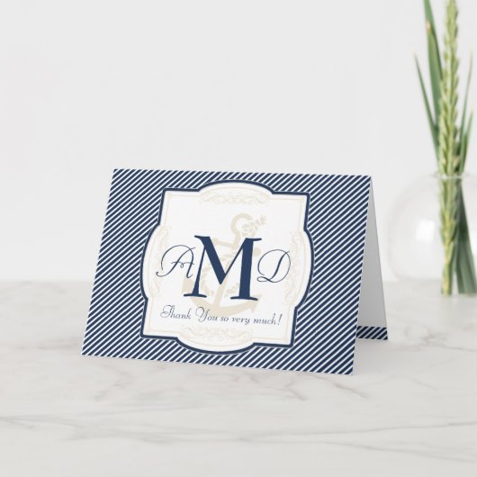 Schelpend Anker Boot Diagonale Strepen Draaikolk M Bedankkaart (Voorkant)