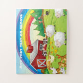 Schelpende regenboog, landbouwhuisdieren, kinderen legpuzzel (Verticaal)