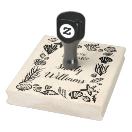 Schelpenframe Aangepaste Ex Libris Boekplaat Rubberstempel