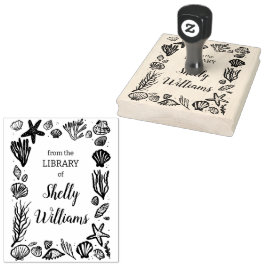 Schelpenframe Aangepaste Ex Libris Boekplaat Rubberstempel