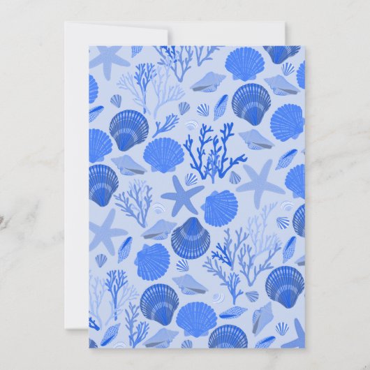 Schelpengestuurde Bruidsdouche Elegante Blauwe Zee Bedankkaart (Achterkant)