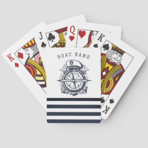 Schelpenhoed, Anker, Stuurwiel Navyblauw Gestreept Pokerkaarten