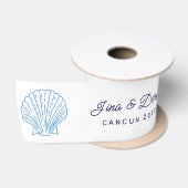 Schelpenpatroon Aangepaste Namen Wit Satijnen Lint (Spoel)