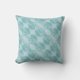 Schelpenpatroon in een vintage blauwe kleur kussen