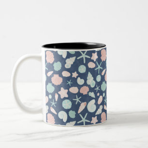 schelpenpatroon tweekleurige koffiemok