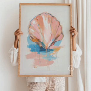 Schelpenschildering wandkunst, kustposterprint poster