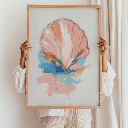 Schelpenschildering wandkunst, kustposterprint poster