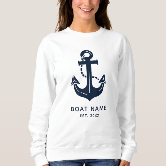 Schelpenvloot Blauw Aangepaste Bootnaam Trui (Voorkant)