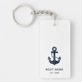 Schelpenvloot Blauwe Aangepaste Bootnaam Sleutelhanger (Voorkant)