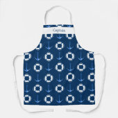 Schelpenzeilboot Anker Reddingsboei Marineblauw Schort (Voorkant)