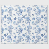 Schelpjes en kwallen cadeaupapier (Vlak)
