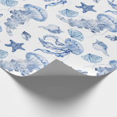 Schelpjes en kwallen cadeaupapier (Hoek)