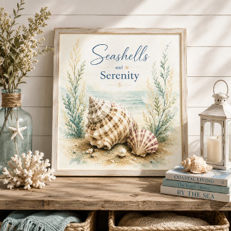 Schelpjes en Sereniteit Badkamer Muurkunst Canvas Afdruk