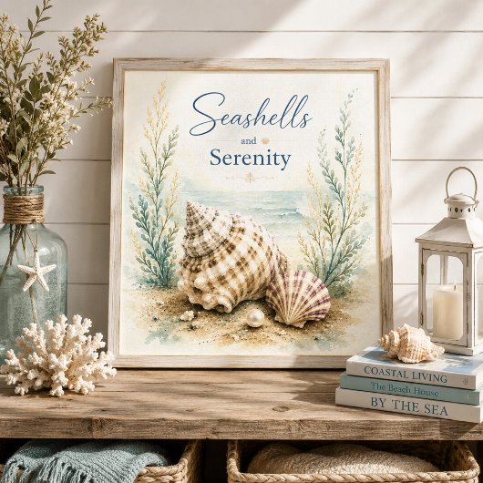 Schelpjes en Sereniteit Badkamer Muurkunst Canvas Afdruk