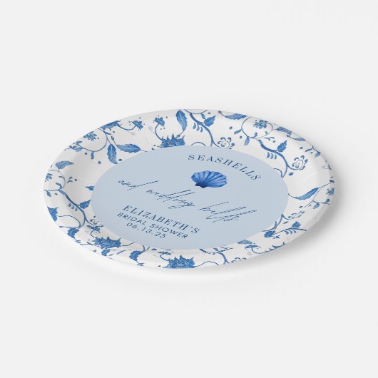 Schelpjes en Trouwbellen Kust BRUIDSSCHMAUS Papieren Bordje (Gekanteld)