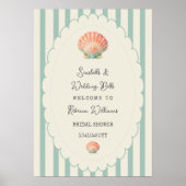 Schelpjes en Trouwbellen Kust Bruiloft Borrel Poster (Voorkant)