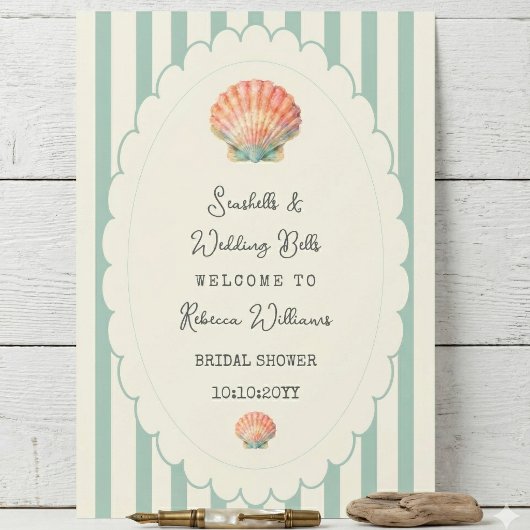 Schelpjes en Trouwbellen Kust Bruiloft Borrel Poster