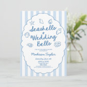 Schelpjes en Trouwbellen Kust Bruiloft Feest Kaart (Staand voorkant)