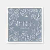 Schelpjes en Zeesterren Kust Bruidsdouche Servet (Voorkant)