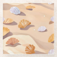 Schelpjes in het Zand | Strand Oceaan Aquarel