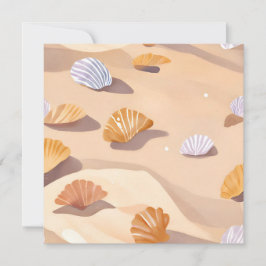 Schelpjes in het Zand | Strand Oceaan Aquarel Kaart