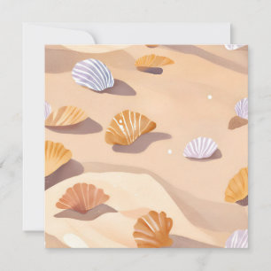 Schelpjes in het Zand   Strand Oceaan Aquarel Kaart