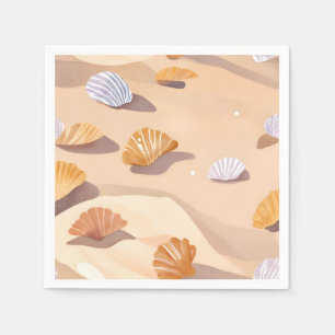 Schelpjes in het Zand   Strand Oceaan Aquarel Servet