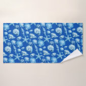 Schelpjes. Nautisch. Blauw. Badhanddoek (Badhanddoek)