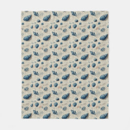 Schelpjes Op Frans Script Parchment Fleece Deken