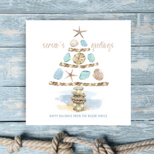 Schelpjes & Zee Glas Kust Kerstboom Feestdagenkaart