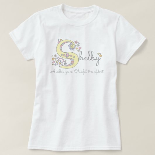 Schelpmeisjes S naam betekent monogram t-shirt (Design voorkant)