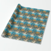 Schelpschatkist onder water met munten cadeaupapier (Uitgerold)