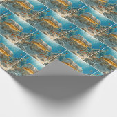 Schelpschatkist onder water met munten cadeaupapier (Hoek)