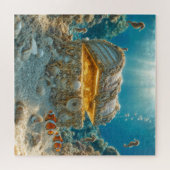 Schelpschatkist onder water met munten legpuzzel (Horizontaal)