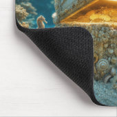 Schelpschatkist onder water met munten muismat (Hoek)