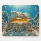 Schelpschatkist onder water met munten muismat (Voorkant)