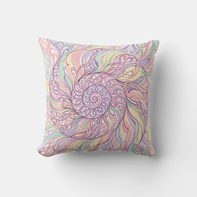 Schelpspiral Pastel Worp Kussen (Voorkant)