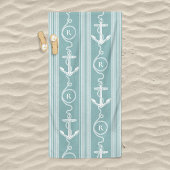 Schelptouw met monogram Stof Blauw Strandlaken