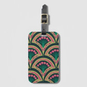 schelpvormig groen patroon bagagelabel (Voorkant (verticaal))