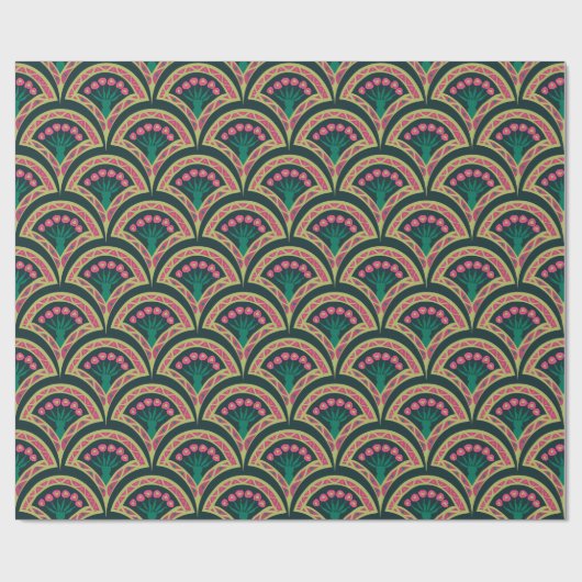 schelpvormig groen patroon cadeaupapier (Vlak)