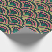 schelpvormig groen patroon cadeaupapier (Hoek)