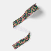 schelpvormig groen patroon grosgrain lint (Achterkant)